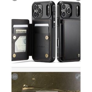 Vinich iPhone 17Pro Max Wallet Case Card Holder  Black RFID Blocking Shockproof